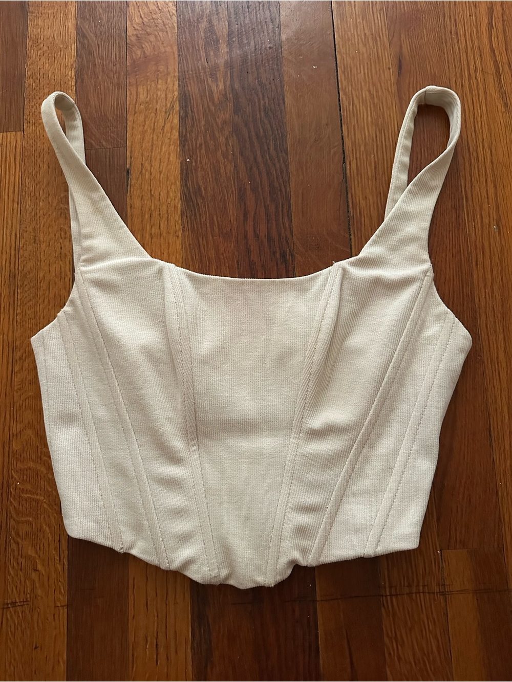 Women’s Cream Structured Square-Neck Tank Top